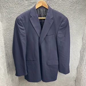Tommy Hilfiger 40R Navy Blue Stripe 2 Button Blazer Jacket Sport Coat 100% Wool